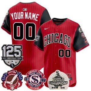 Custom Chicago White Sox 3x Champions 125th Anniversary Red City Connect Limited Jersey - All Stitched