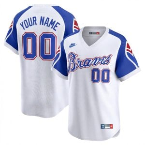 Custom Atlanta Braves White Throwback Cooperstown Limited Jersey - All Stitched