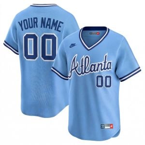 Custom Atlanta Braves Light Blue Throwback Cooperstown Limited Jersey - All Stitched