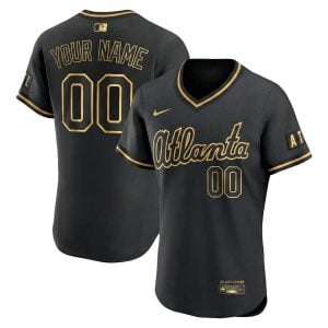 Custom Atlanta Braves Black Gold 2026 City Connect Elite Jersey - All Stitched