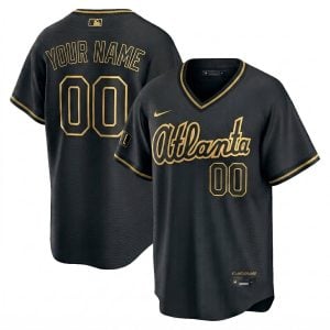 Custom Atlanta Braves Black Gold 2026 City Connect Jersey - All Stitched