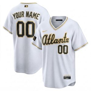Custom Atlanta Braves White Gold 2026 City Connect Jersey - All Stitched