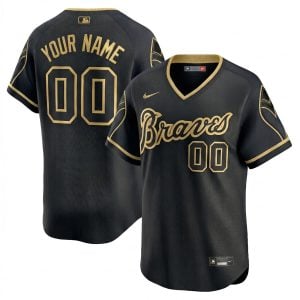 Custom Atlanta Braves Black Gold 1974 Throwback Limited Jersey - All Stitched