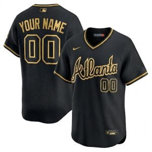 Custom Atlanta Braves Black Gold 1983 Throwback Limited Jersey - All Stitched