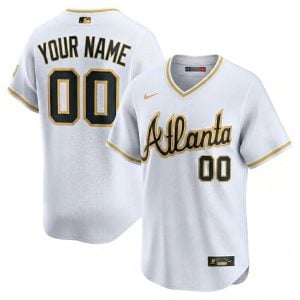 Custom Atlanta Braves White Gold 1983 Throwback Limited Jersey - All Stitched
