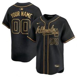 Custom Atlanta Braves Black Gold Ver1 Vapor Limited Jersey - All Stitched